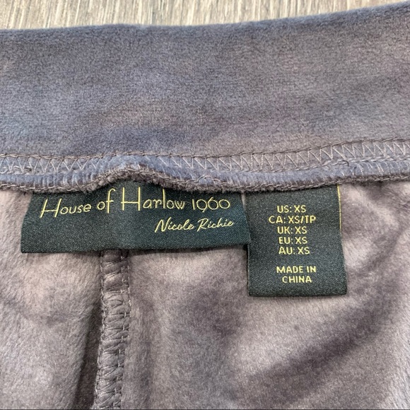 NWT House of Harlow 1960 Gray Velour Jogger Pants in XS - Picture 2 of 5